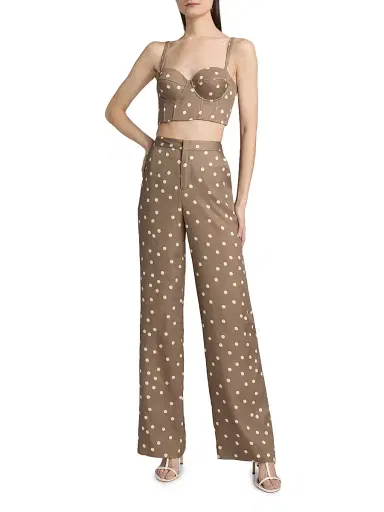 L'AGENCE Women's Livvy Polka Dot Straight-Leg Trousers - Cardamom Ecru Polka Dot | Thumbnail 2 L'AGENCE Women's Livvy Polka Dot Straight-Leg Trousers - Cardamom Ecru Polka Dot | Thumbnail 2