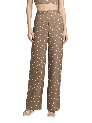 L'AGENCE Women's Livvy Polka Dot Straight-Leg Trousers - Cardamom Ecru Polka Dot | Thumbnail 3 L'AGENCE Women's Livvy Polka Dot Straight-Leg Trousers - Cardamom Ecru Polka Dot | Thumbnail 3