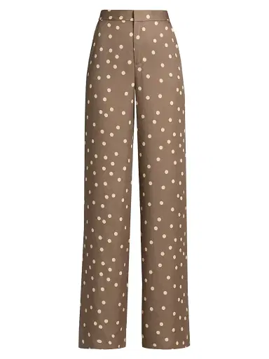 L'AGENCE Women's Livvy Polka Dot Straight-Leg Trousers - Cardamom Ecru Polka Dot | Thumbnail 1 L'AGENCE Women's Livvy Polka Dot Straight-Leg Trousers - Cardamom Ecru Polka Dot | Thumbnail 1