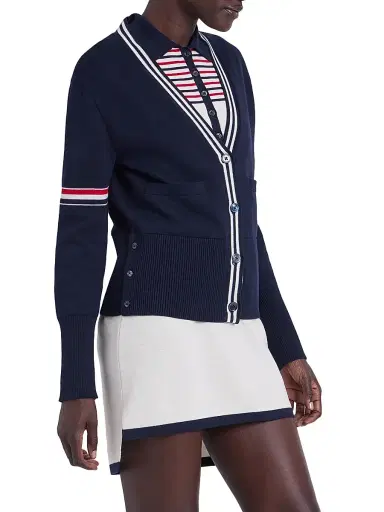 Thom Browne Women's Sailboat Jacquard V-Neck Cardigan | Thumbnail 4 Thom Browne Women's Sailboat Jacquard V-Neck Cardigan | Thumbnail 4