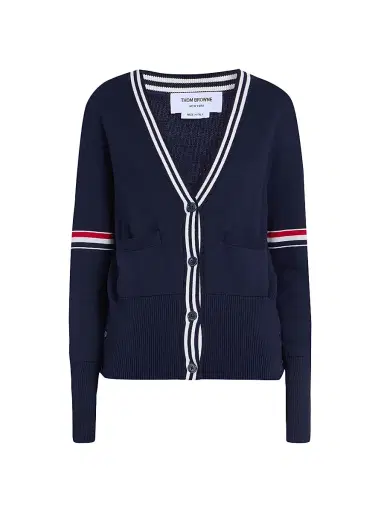 Thom Browne Women's Sailboat Jacquard V-Neck Cardigan | Thumbnail 1 Thom Browne Women's Sailboat Jacquard V-Neck Cardigan | Thumbnail 1