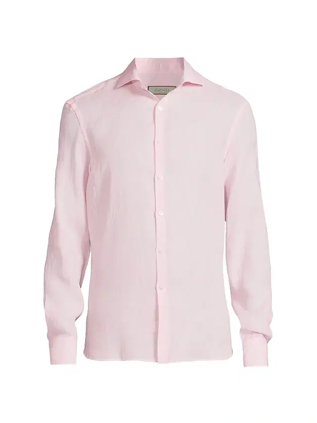 Canali Men's Linen Sport Shirt - Pink