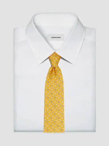 Ferragamo Men's Bunny and Chick Charm-Print Silk Tie | Thumbnail 2
