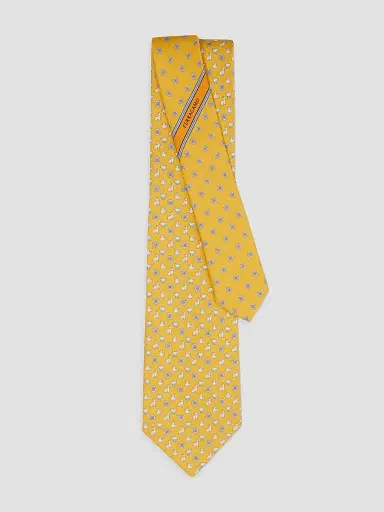 Ferragamo Men's Bunny and Chick Charm-Print Silk Tie | Thumbnail 3