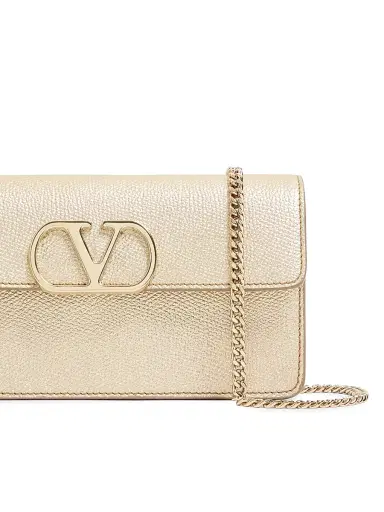 Valentino Garavani Women's VLogo Signature Laminated Grainy Calfskin Wallet with Chain | Thumbnail 6