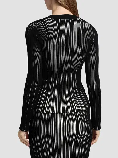 Chiara Boni La Petite Robe Women's Briar Rib-Knit V-Neck Top - Black White - Size XS | Thumbnail 5 Chiara Boni La Petite Robe Women's Briar Rib-Knit V-Neck Top - Black White - Size XS | Thumbnail 5