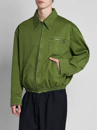 Marni Men's Spread Collar Cotton Blouson Jacket - Garden Green - Size 44 | Thumbnail 4