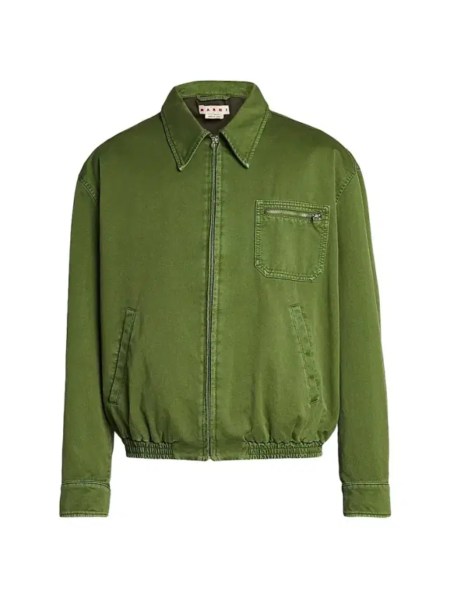 Marni Men's Spread Collar Cotton Blouson Jacket - Garden Green