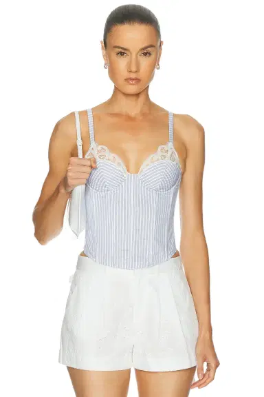 Fleur du Mal East Hampton Poplin Corset Top | Thumbnail 1 Fleur du Mal East Hampton Poplin Corset Top | Thumbnail 1