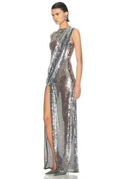 Lapointe Mesh Sequin Sleeveless Gown | Thumbnail 3 Lapointe Mesh Sequin Sleeveless Gown | Thumbnail 3
