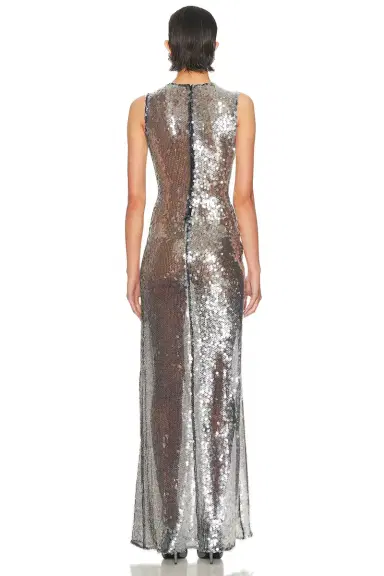 Lapointe Mesh Sequin Sleeveless Gown | Thumbnail 4 Lapointe Mesh Sequin Sleeveless Gown | Thumbnail 4