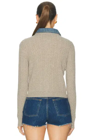 Miu Miu Wool Cashmere Chambray Cardigan | Thumbnail 3
