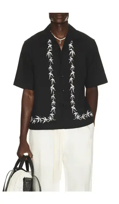 Commas Palm Embroidery Bowling Shirt | Thumbnail 6
