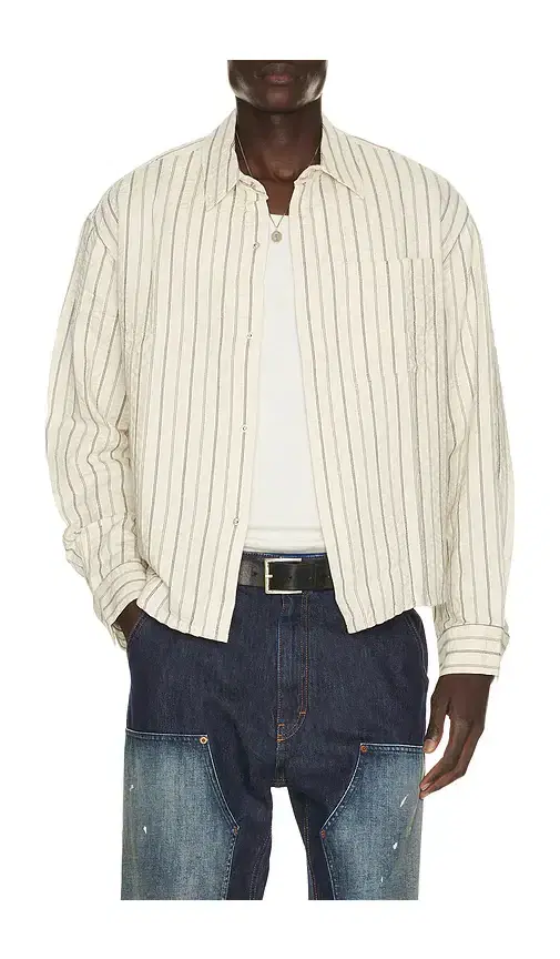 Bound Porto Herringbone Stripe Long Sleeve Shirt