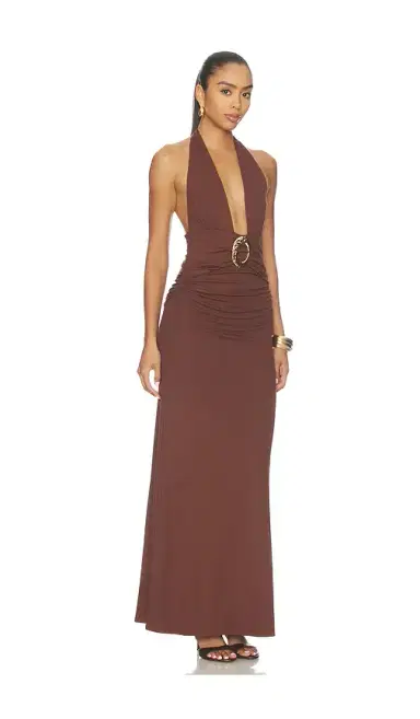 Runaway The Label Arina Halter V-neck Maxi Dress | Thumbnail 2