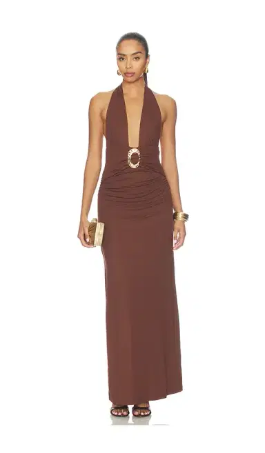 Runaway The Label Arina Halter V-neck Maxi Dress | Thumbnail 1