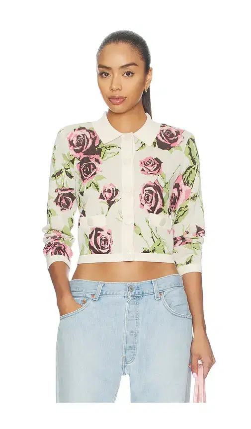 L'AGENCE Osiris Jacquard Collared Cardigan