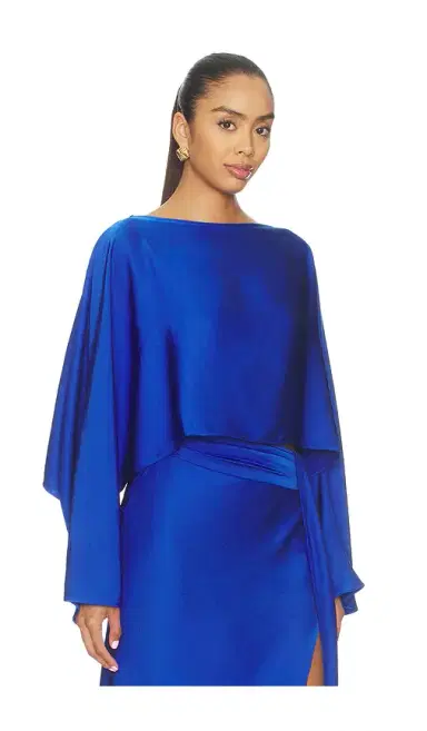 Lapointe Lightweight Satin Boat Neck Caftan Top | Thumbnail 2