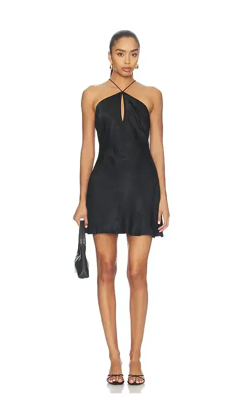 For Love & Lemons Adrift Satin Halter Mini Dress