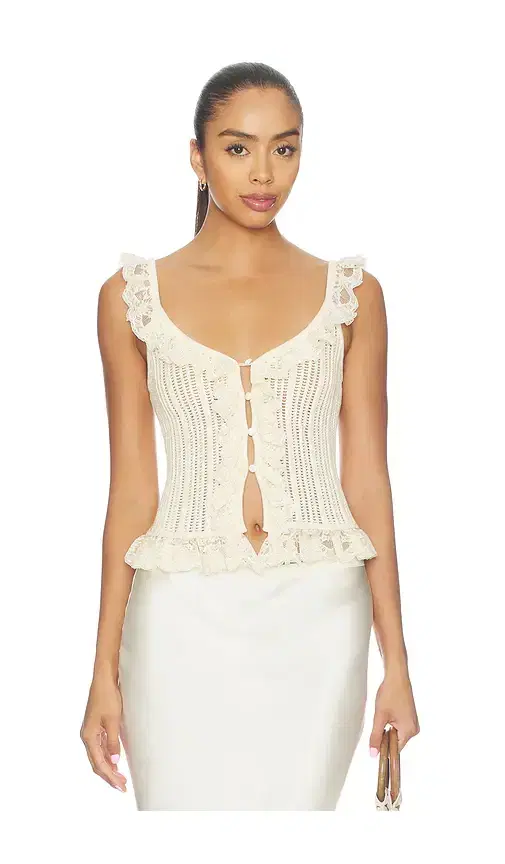 Tularosa Leyla Pointelle Ruffle Top