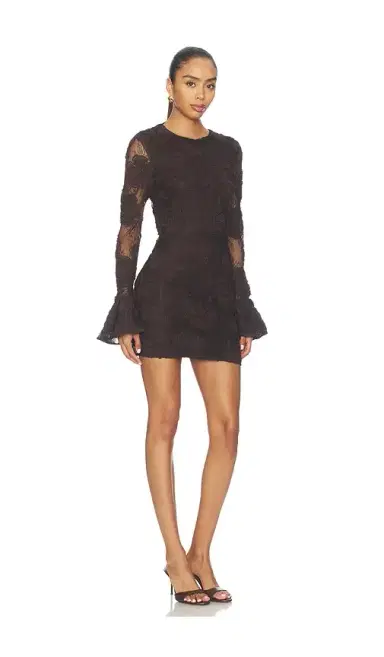 ROTATE 3d Flower Longsleeve Mini Dress | Thumbnail 2