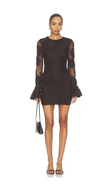 ROTATE 3d Flower Longsleeve Mini Dress | Thumbnail 1