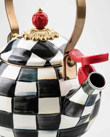 MacKenzie-Childs Courtly Check Enamel Whistling Tea Kettle | Thumbnail 3 MacKenzie-Childs Courtly Check Enamel Whistling Tea Kettle | Thumbnail 3