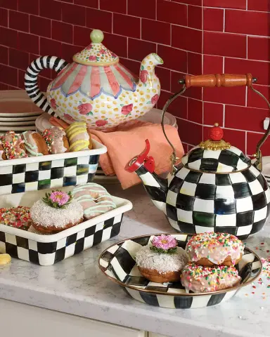 MacKenzie-Childs Courtly Check Enamel Whistling Tea Kettle | Thumbnail 4 MacKenzie-Childs Courtly Check Enamel Whistling Tea Kettle | Thumbnail 4
