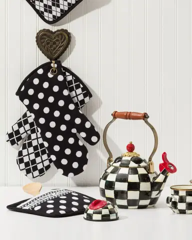 MacKenzie-Childs Courtly Check Enamel Whistling Tea Kettle | Thumbnail 5 MacKenzie-Childs Courtly Check Enamel Whistling Tea Kettle | Thumbnail 5