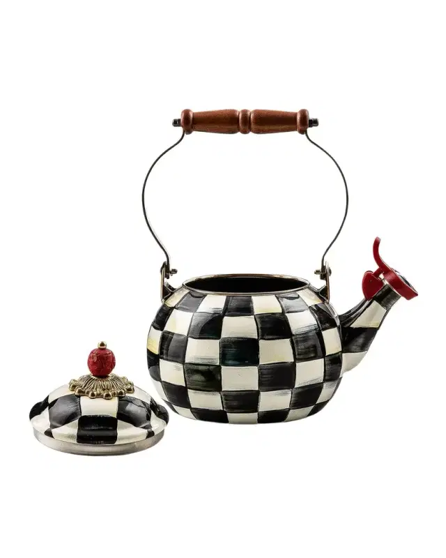 MacKenzie-Childs Courtly Check Enamel Whistling Tea Kettle