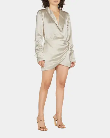 Retrofete Hailey Satin Wrap Mini Dress | Thumbnail 3