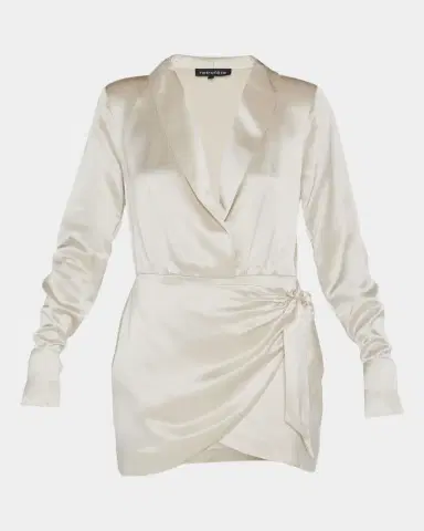 Retrofete Hailey Satin Wrap Mini Dress | Thumbnail 5