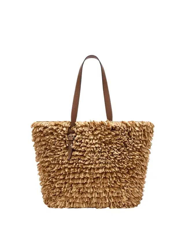 Valextra Fringe Raffia Tote Bag