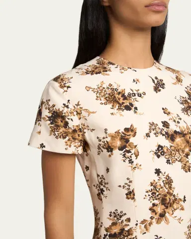 Jil Sander Short-Sleeve Bouquet Viscose Midi Dress | Thumbnail 5 Jil Sander Short-Sleeve Bouquet Viscose Midi Dress | Thumbnail 5