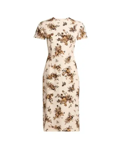 Jil Sander Short-Sleeve Bouquet Viscose Midi Dress | Thumbnail 1 Jil Sander Short-Sleeve Bouquet Viscose Midi Dress | Thumbnail 1