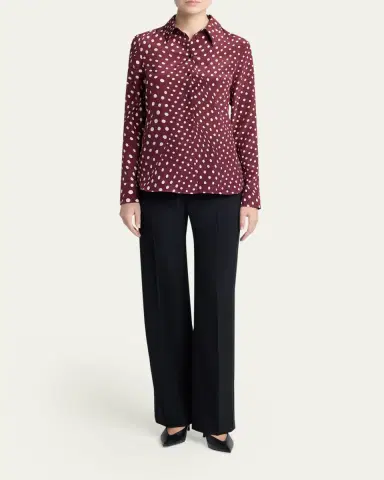 Stella McCartney Polkadot Silk Satin Button-Down Shirt | Thumbnail 2 Stella McCartney Polkadot Silk Satin Button-Down Shirt | Thumbnail 2