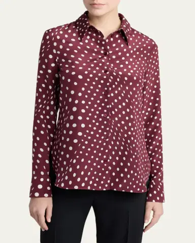 Stella McCartney Polkadot Silk Satin Button-Down Shirt | Thumbnail 4 Stella McCartney Polkadot Silk Satin Button-Down Shirt | Thumbnail 4