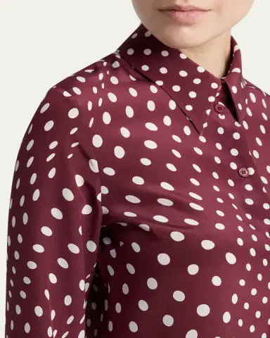 Stella McCartney Polkadot Silk Satin Button-Down Shirt | Thumbnail 5 Stella McCartney Polkadot Silk Satin Button-Down Shirt | Thumbnail 5