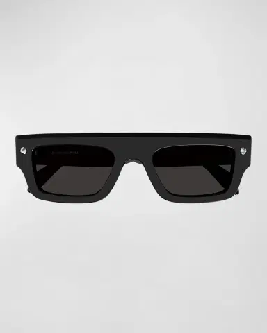 Alexander McQueen Flat-Top Studded Acetate Rectangle Sunglasses | Thumbnail 3 Alexander McQueen Flat-Top Studded Acetate Rectangle Sunglasses | Thumbnail 3