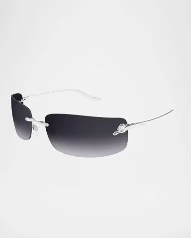 Cartier Panthère Rimless Rectangular Sunglasses in Silver Metal | Thumbnail 2 Cartier Panthère Rimless Rectangular Sunglasses in Silver Metal | Thumbnail 2