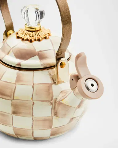 MacKenzie-Childs Mocha Check Whistling Tea Kettle | Thumbnail 2 MacKenzie-Childs Mocha Check Whistling Tea Kettle | Thumbnail 2