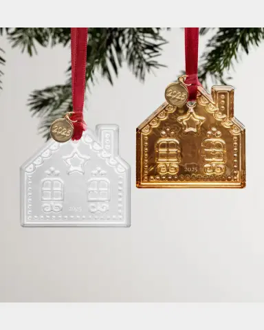 Orrefors 21K Gold Gingerbread House 2025 Annual Ornament | Thumbnail 4