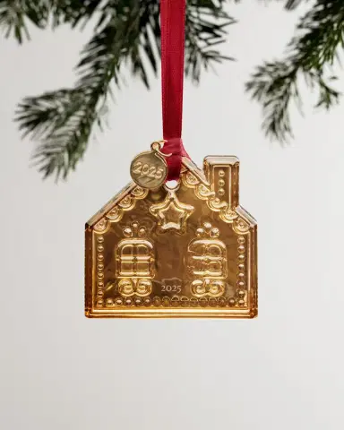 Orrefors 21K Gold Gingerbread House 2025 Annual Ornament | Thumbnail 1
