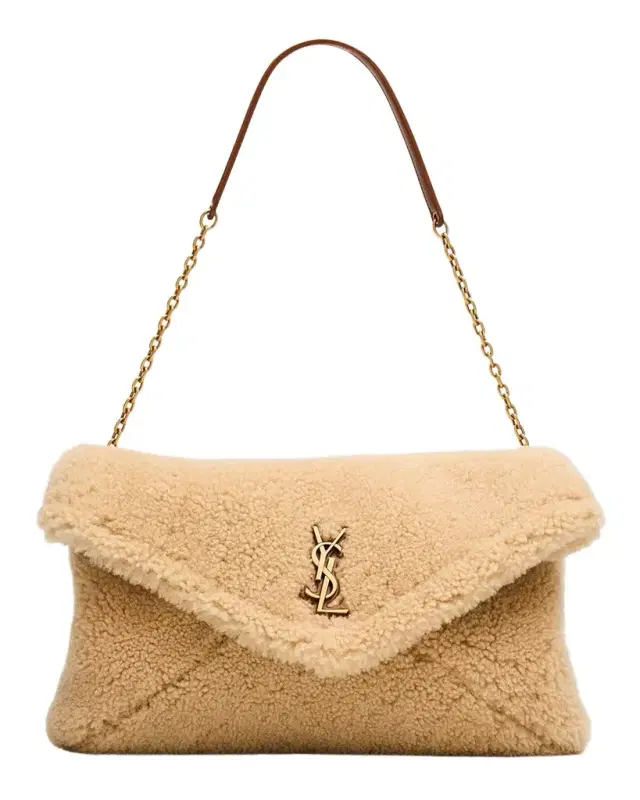 Saint Laurent YSL Envelope Flap Shoulder Bag in Shearling