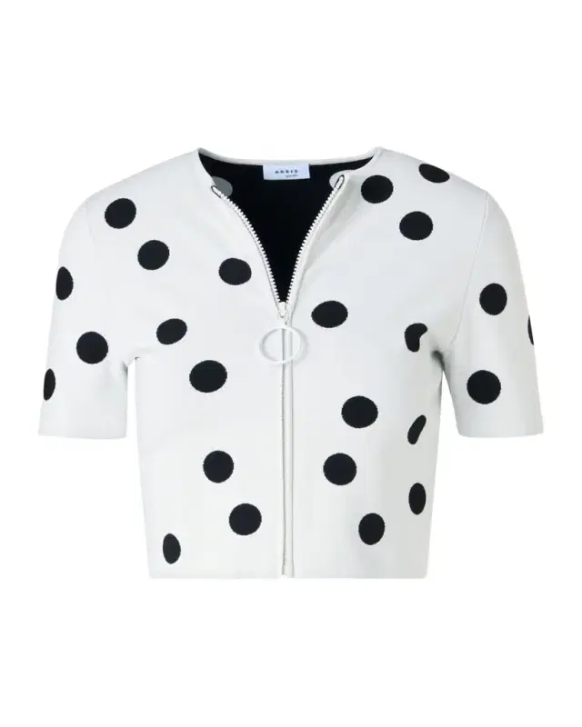 Akris punto Polka-Dot Short Knit Cardigan