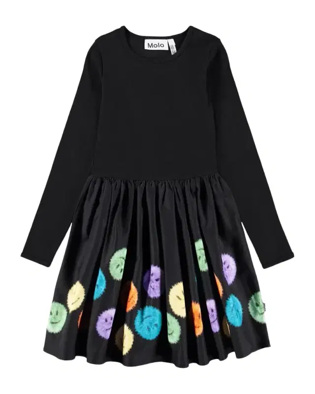 Molo Girl's Casie Long-Sleeve Organic Cotton Dress, Size 7-12