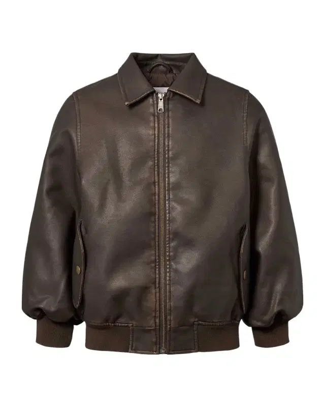 Molo Kid 's Halden Faux-Leather Bomber Jacket, Size 5-7