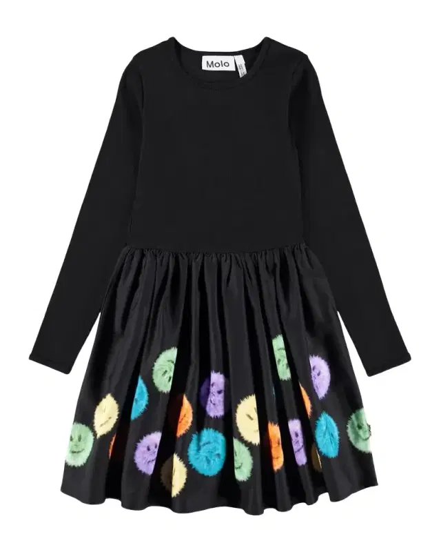 Molo Girl's Casie Long-Sleeve Organic Cotton Dress, Size 3-6