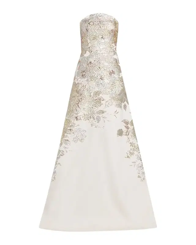 Rickie Freeman for Teri Jon Strapless Metallic Jacquard Gown