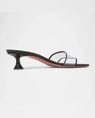 Amina Muaddi 45mm Andreea PVC and Leather Slide Sandals | Thumbnail 2